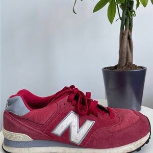 Women Size 9.5 New Balance 574 Red Sneakers